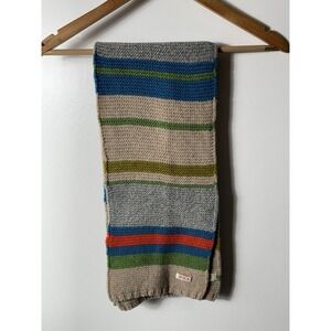 Avoca Unisex Multicolor Striped Wool Blend Knit Scarf